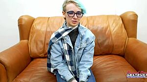 raven's shaved pussy gets fingered fucked doggystyle then she swallows cum