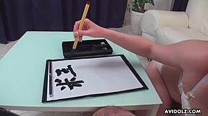 renka shimizu sucks dick then writes with pencil in uncensored scene