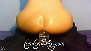 BIG ASS TEEN RIDES WATER BOTTLE DEEP IN HER TIGHT ASS!