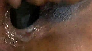 black beauty moans loud as tongue dives deep into her dripping pussy on movie night part two