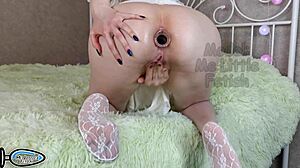 skinny maid anus gapes huge buttplug anal toy training