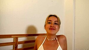 hey check out this intense vacation sextape with cute curvy blonde riding cowgirl and taking creampie pov