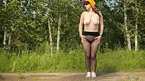 omg that stranger rips clothes off dirty pantyhose milf for outdoor ass worship and cum
