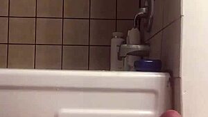 Steamy solo play builds to a hot cumshot right before stepping into the shower
