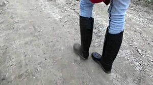 What secrets hide in that extreme muddy boot lick under her commanding gaze?
