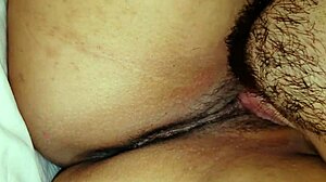 tongue deep in her fat mexican hairy pussy licking homemade fetish ass worship