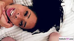 lesbian boss demonstrates scissoring tribbing face sitting on petite blonde brunette ebony stars