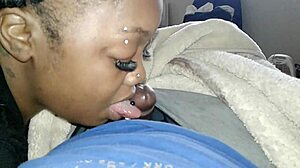 roommate sneaks in for ebony blowjob on big black monster cock in dorm