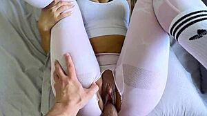 Stepdad Rips Fitness Babe's Leggings For Secretive Bent-Over Pounding