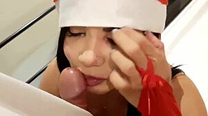 christmas milf latina licks huge cock and pussy in homemade casting festivity cumshot