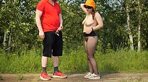 omg that stranger rips clothes off dirty pantyhose milf for outdoor ass worship and cum
