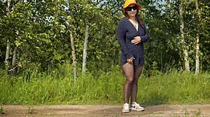 omg that stranger rips clothes off dirty pantyhose milf for outdoor ass worship and cum