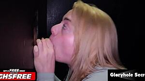 Blonde Babe Swallows Cock After Cock In Gloryhole Deepthroat Frenzy