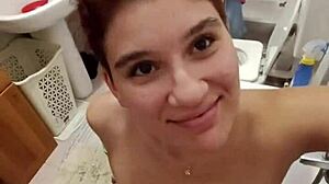 chiara kneels as old master pisses on her huge italian tits