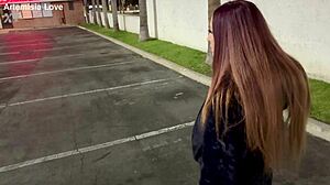 Italian milf Artemisia Love smokes and flashes big tits in car