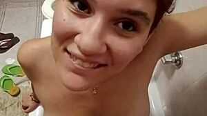 chiara kneels as old master pisses on her huge italian tits