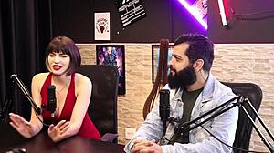 Lady Snow's sensual cast highlights with Lord Kenobi dominate in red sheer