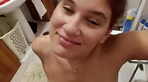 chiara kneels as old master pisses on her huge italian tits