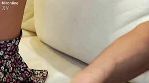 her tongue swirls pierced nipples during homemade tease