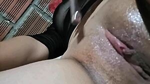 Curvy Colombian babysitter masturbates huge tits for boss raise in miniskirt