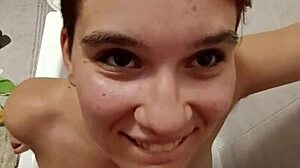 chiara kneels as old master pisses on her huge italian tits