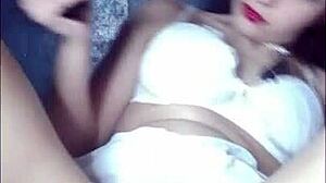 she masturbates secretly while eyeing that massive throbbing dick
