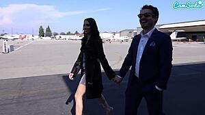 mile high thrill: horny latina rides cock wildly on private plane