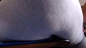 oh man these wonderful farts echo inside her tight yoga pants up close