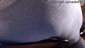 oh man these wonderful farts echo inside her tight yoga pants up close