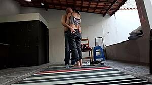 they start kissing passionately in the backyard, he lifts her up for wild outdoor sex with moans and licks