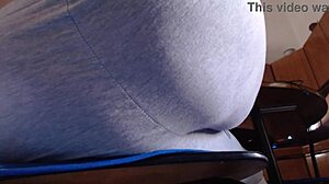 oh man these wonderful farts echo inside her tight yoga pants up close