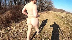 check out this big ass housewife flashing her thong over pantyhose outdoors