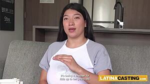 Dude check out this massive tits latina getting facefucked rough by monster cock in casting
