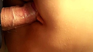 She SLIDES down on that cock after LUBING her big shaved PUSSY up close