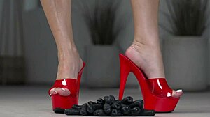 What if petite brunette crushes fruits barefoot then in high heels for 4k footfetish fun?