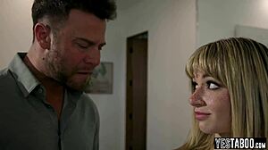 petite blonde teen bully gets rough punishment from hung stepdad in garage