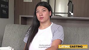 Dude check out this massive tits latina getting facefucked rough by monster cock in casting