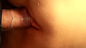She SLIDES down on that cock after LUBING her big shaved PUSSY up close