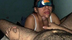 Blindfolded Cock Sucking Slut Deepthroats Big Natural Tits Moaning Lick Balls Humiliation