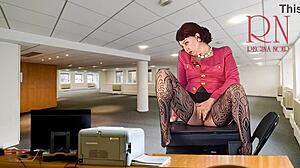 boss can you believe your naked secretary stripping heels off to finger her wet pussy and tits right here?!