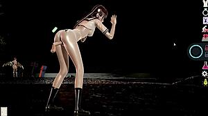 3d hentai game carries big tits anime teens to beach for intense fucking