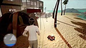 3d hentai game carries big tits anime teens to beach for intense fucking