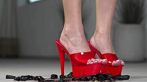 What if petite brunette crushes fruits barefoot then in high heels for 4k footfetish fun?