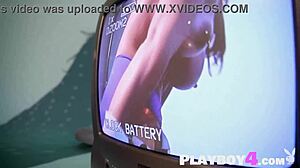 sexy milf aubrey destremps strips lingerie poses big ass tits then rips clothes naked