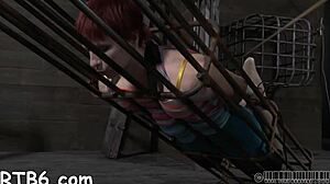 four petite sluts locked in cage get fucked hard to orgasm