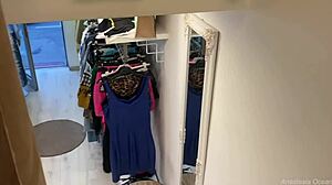 Blonde Exhibitionist Flashes Shaved Pussy and Tits in Open Shop Changing Room