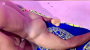 Sweet black bbw babe spanks oiled big ass in bedroom.