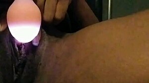 ebony babe fingers her dripping pussy making those wet sounds until she creams and squirts everywhere