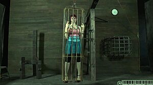 four petite sluts locked in cage get fucked hard to orgasm