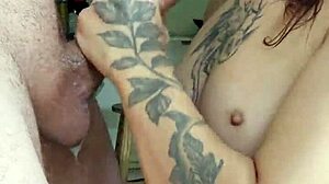 POV deepthroat tempts with wife's submissive throat cum finish